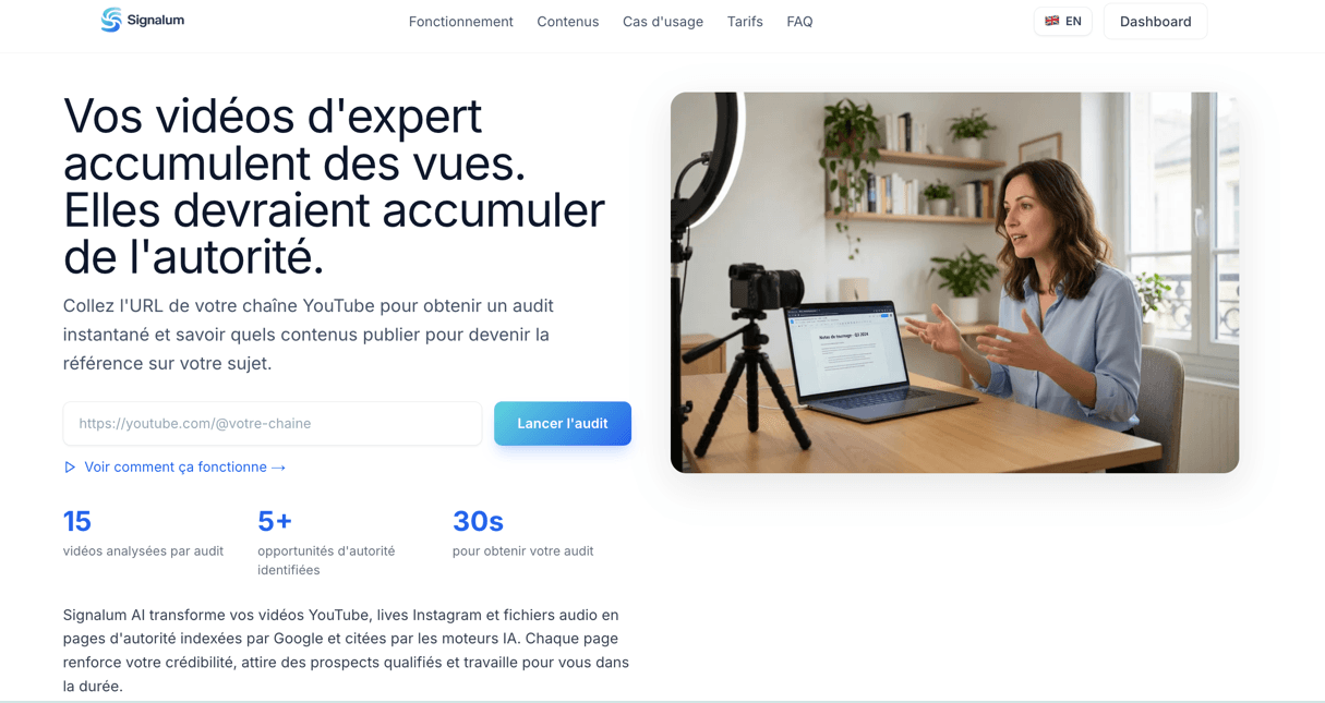 Homepage screenshot of Signalum AI