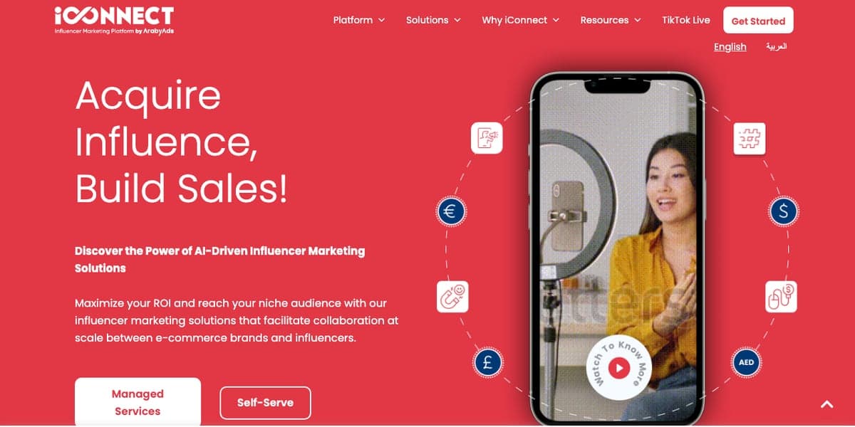 iConnect : منصة للتسويق عبر المؤثرين قائمة على البيانات، تتيح لعلامات التجارة الإلكترونية وصناع المحتوى التعاون على نطاق واسع مع متابعة العائد على الاستثمار.